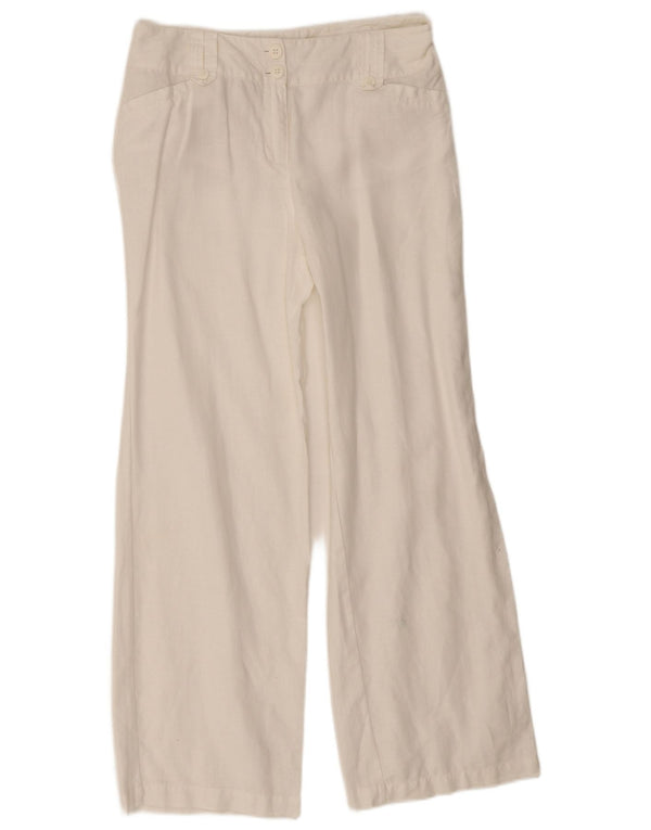 Pantaloni casual pentru femei Monsoon Bootcut UK 10 Small W28 L28 White Linen