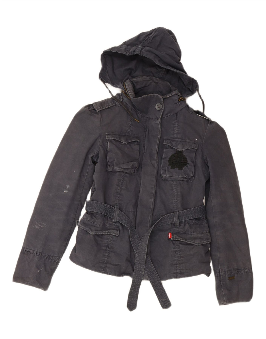 Jachetă cu glugă Levi's pentru femei UK 14 Bumbac bleumarin mediu