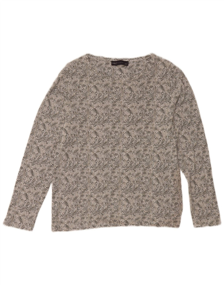 Top pentru femei Marks & Spencer cu mânecă lungă UK 12, verde mediu, bumbac floral