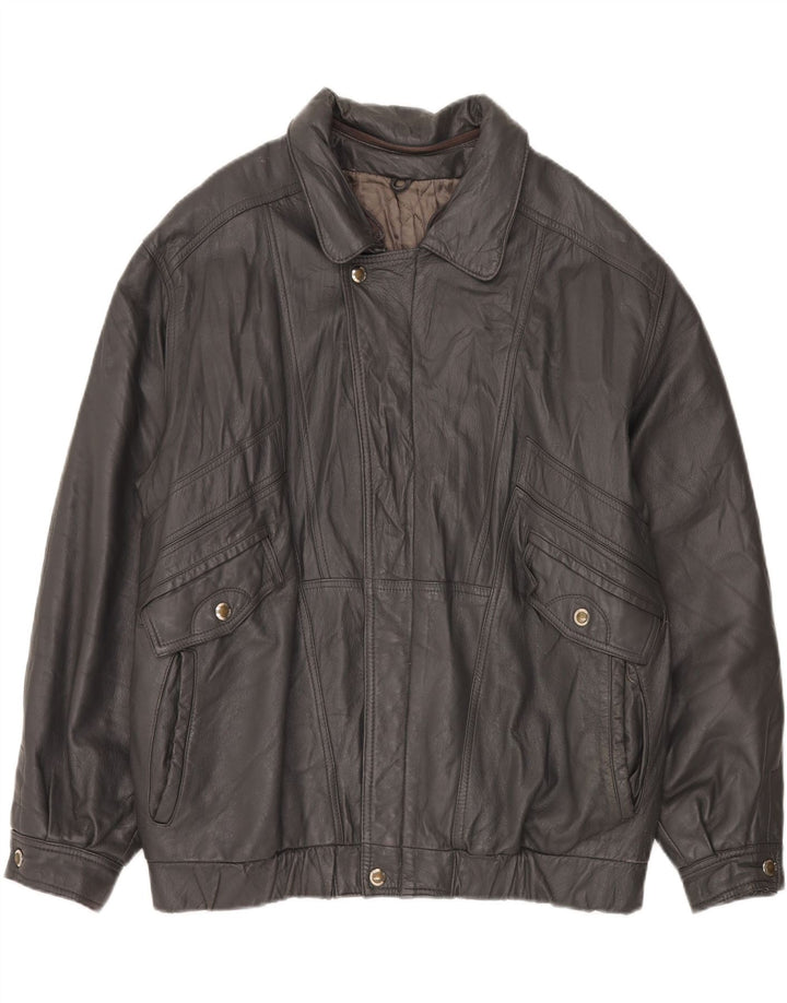 Geacă de piele vintage pentru bărbați IT 56 3XL neagră