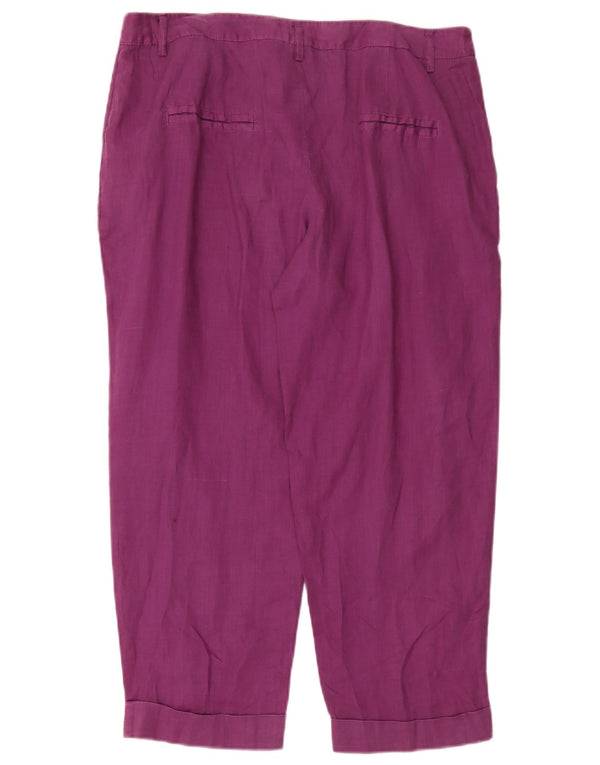 Pantaloni tăiați drept pentru femei Zara L30 L25 Violet Ramie