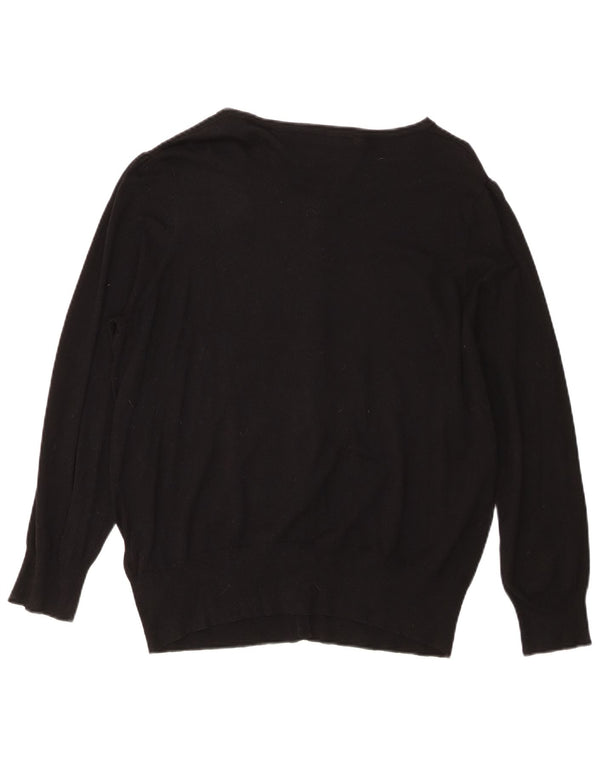 Pulover cardigan pentru femei Marks & Spencer, cu ajustare normală, UK 20 2XL, viscoză neagră
