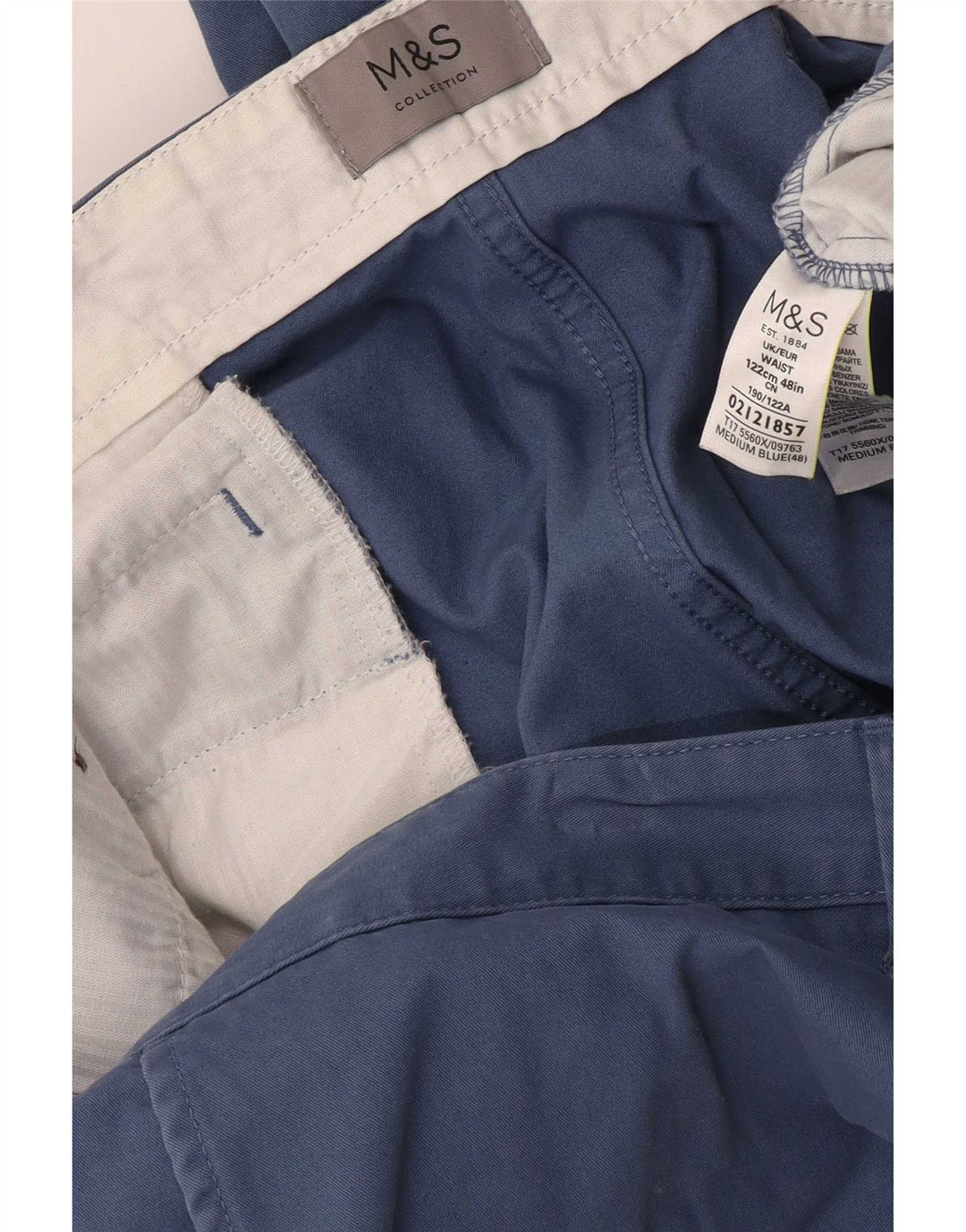 Pantaloni scurți chino pentru bărbați Marks & Spencer W48 4XL Bumbac albastru