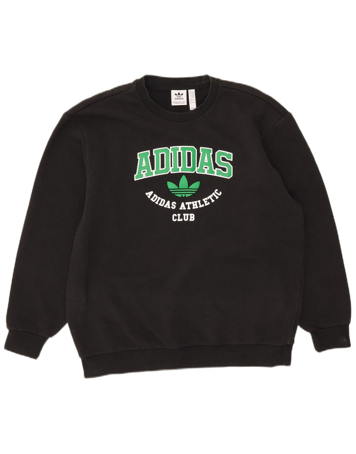 Pulover Adidas pentru bărbați grafic supradimensionat 2XS bumbac negru
