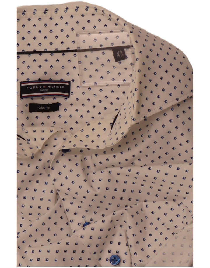 Cămașă croită pentru bărbați TOMMY HILFIGER Mărimea 39 15 1/2 Mediu Alb Geometric