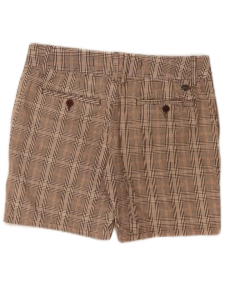 Pantaloni scurți chino Gas Womens W28 Medium Beige Check Bumbac