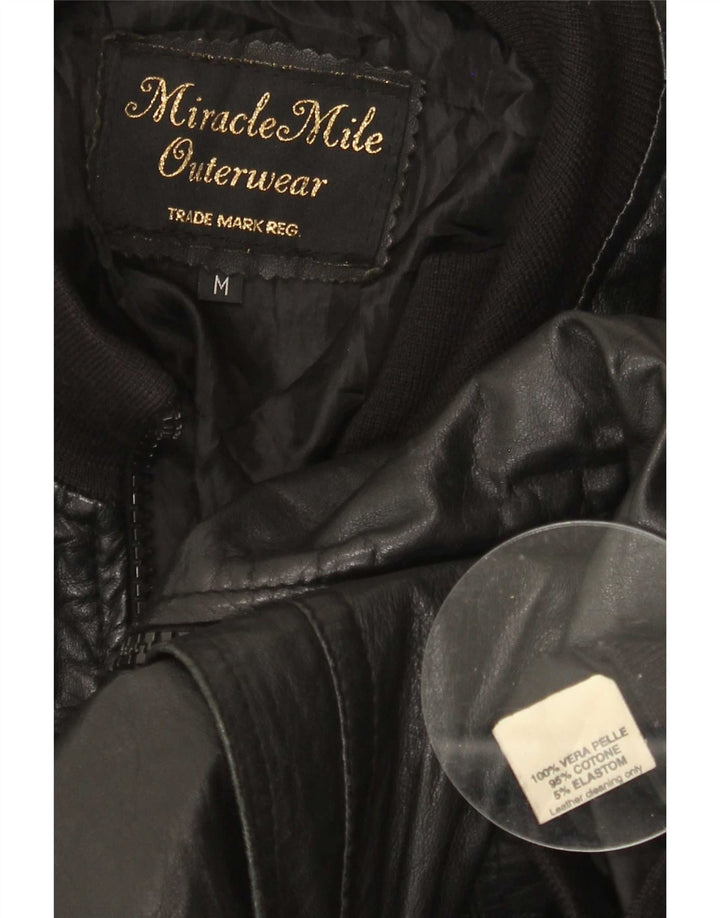 Jachetă de piele vintage pentru femei UK 14 Medium Black