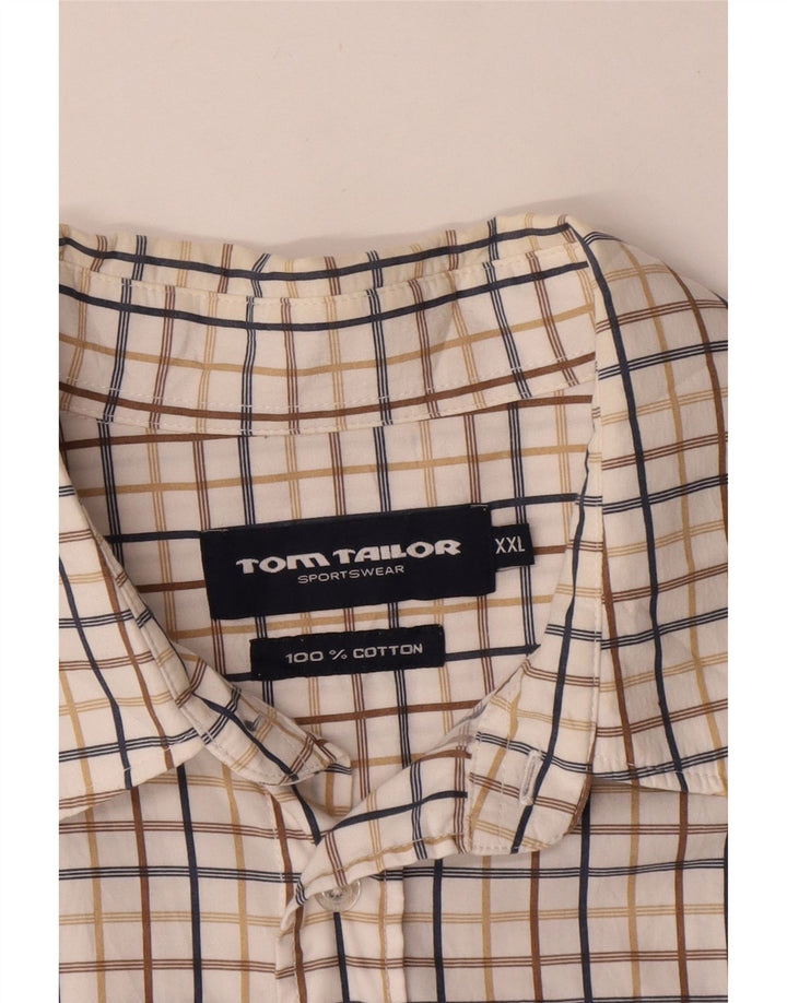 TOM TAILOR Cămașă cu mânecă scurtă pentru bărbați 2XL, bumbac alb cu carouri