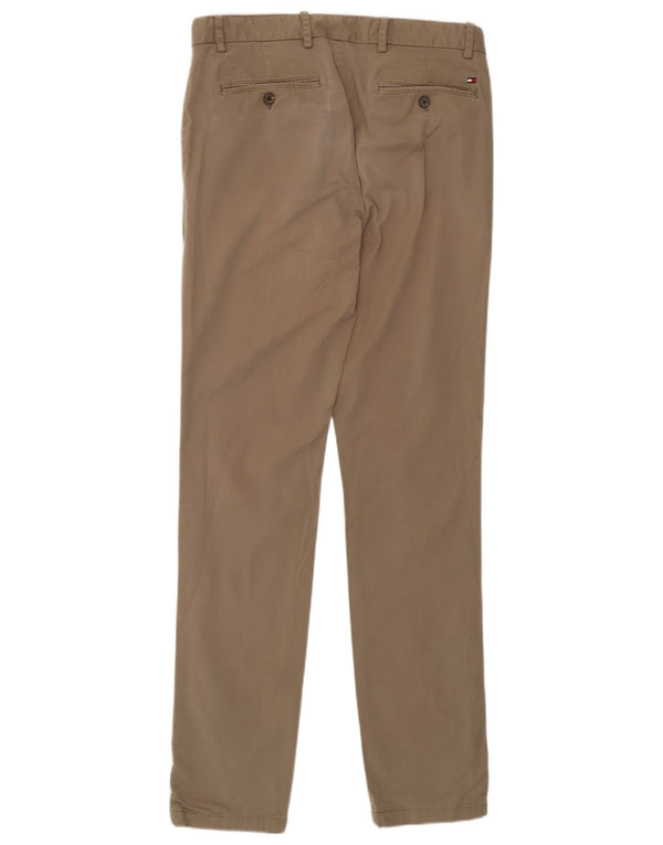 Tommy Hilfiger Mens Slim Chino Trousers W32 L34 Beige Cotton