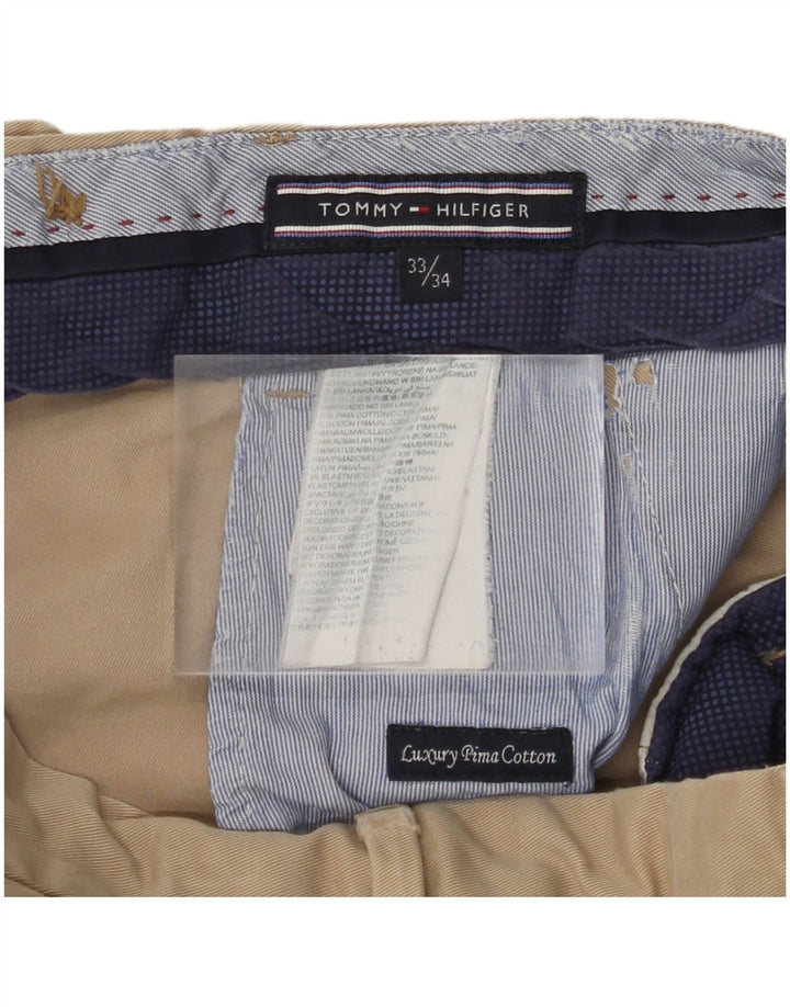 TOMMY HILFIGER Pantaloni chino skinny pentru bărbați L33 L34 bumbac bej