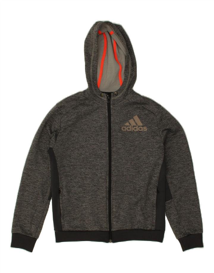 ADIDAS Boys Zip Hoodie Sweater 13-14 Years  Grey Colourblock Polyester Vintage Adidas and Second-Hand Adidas from Messina Hembry 
