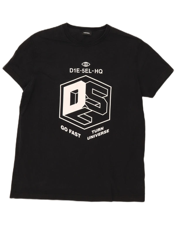 Diesel Womens Graphic T-Shirt Top UK 20 2XL Black