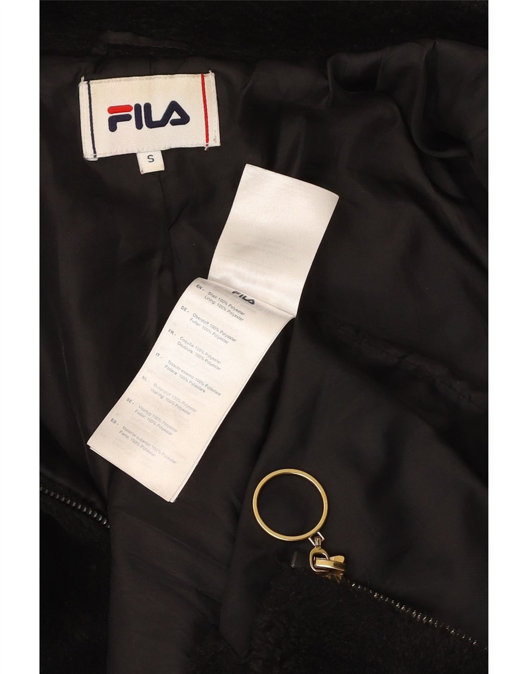 Jachetă fleece supradimensionată pentru femei FILA UK 10 Poliester negru mic