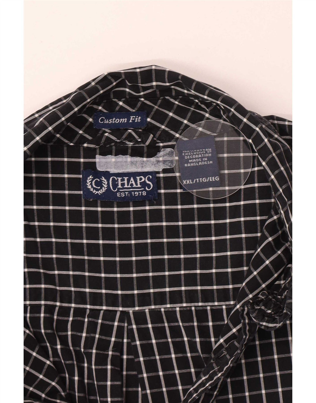 Cămașă personalizată pentru bărbați Chaps 2XL, bumbac negru cu carouri