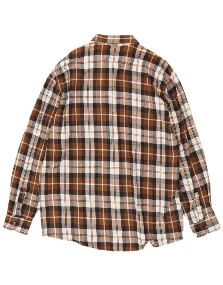 EUROPEAN PROJECT Cămașă de flanel pentru bărbați din bumbac cu carouri maro mari