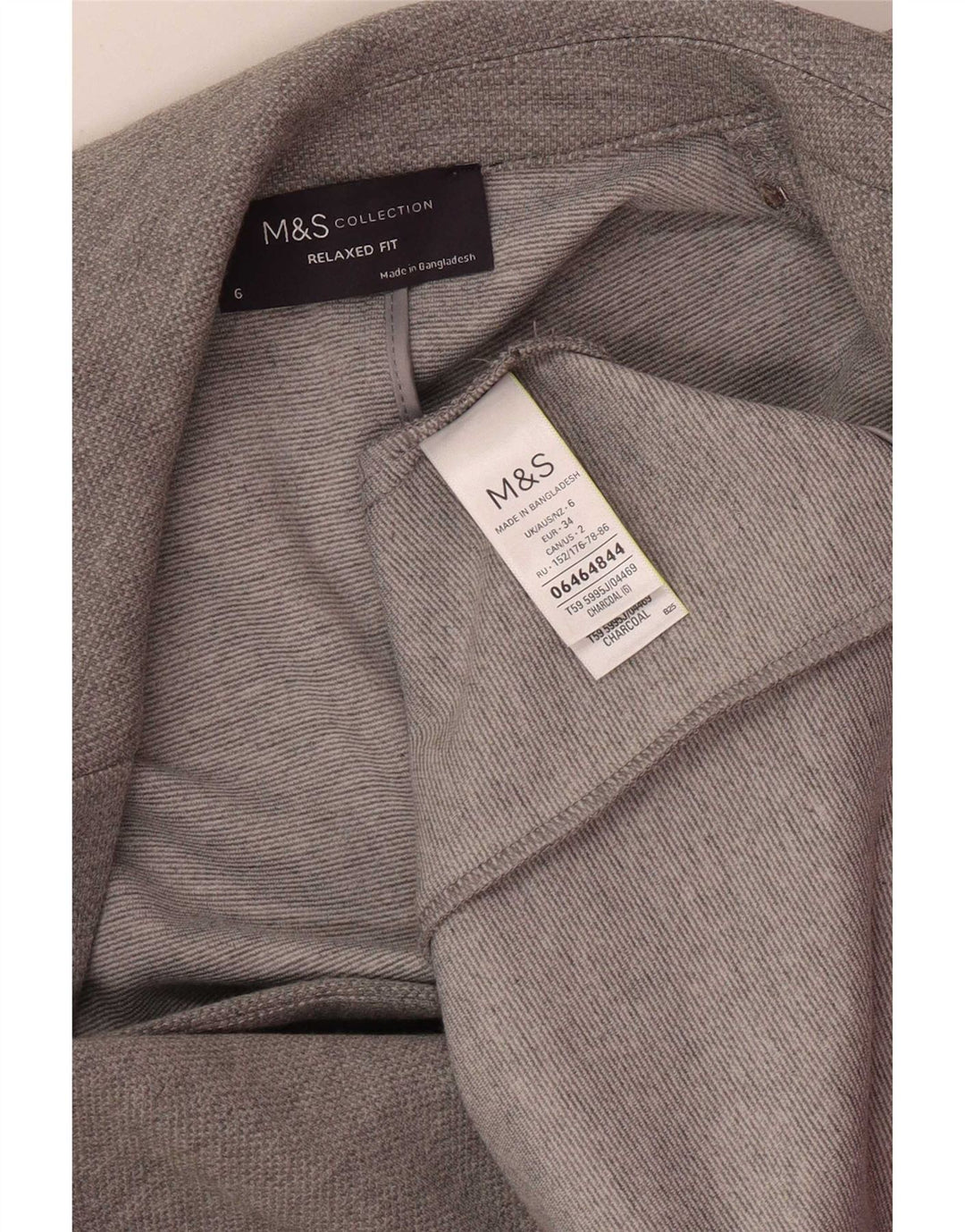 Jachetă Blazer pentru femei Marks & Spencer, cu ajustare relaxată, UK 6 XS, poliester gri