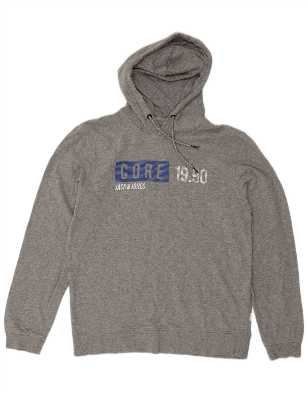 Pulover Jack & Jones pentru bărbați cu capota, gri mediu, bumbac cu pete