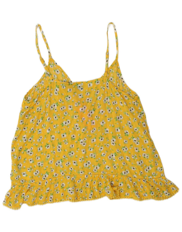 SUPERDRY Cami Top pentru femei UK 14 Medium Yellow Floral Viscose