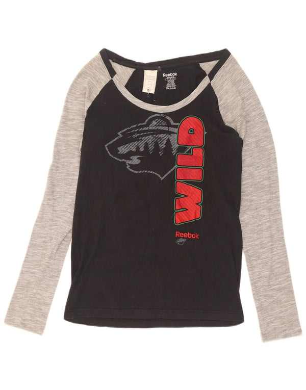 Reebok Womens Minnesota Wild Graphic Top cu mânecă lungă UK 14 Large Black