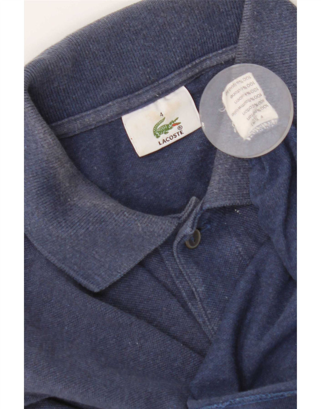 Tricou polo pentru bărbați Lacoste cu mânecă lungă, mărimea 4, bumbac albastru mediu