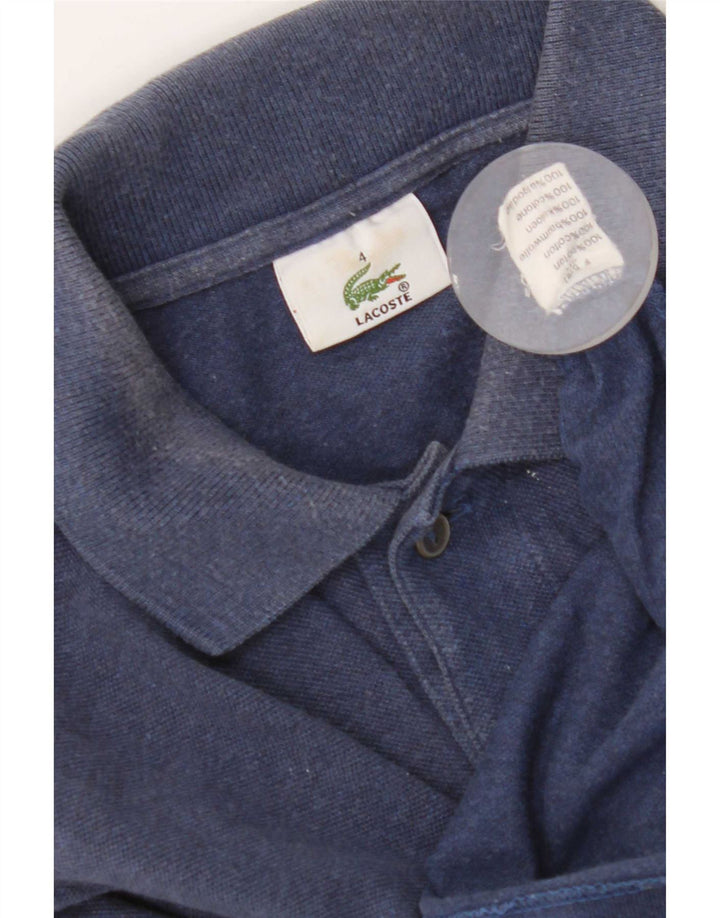 Tricou polo pentru bărbați Lacoste cu mânecă lungă, mărimea 4, bumbac albastru mediu