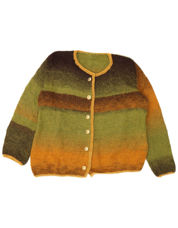 Pulover Cardigan Vintage pentru femei UK 12 Medium Green Colorblock Retro