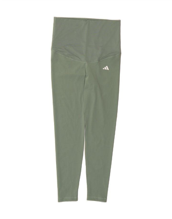ADIDAS Womens Aeroready Crop Leggings UK 12 Medium  Green Polyester Vintage Adidas and Second-Hand Adidas from Messina Hembry 