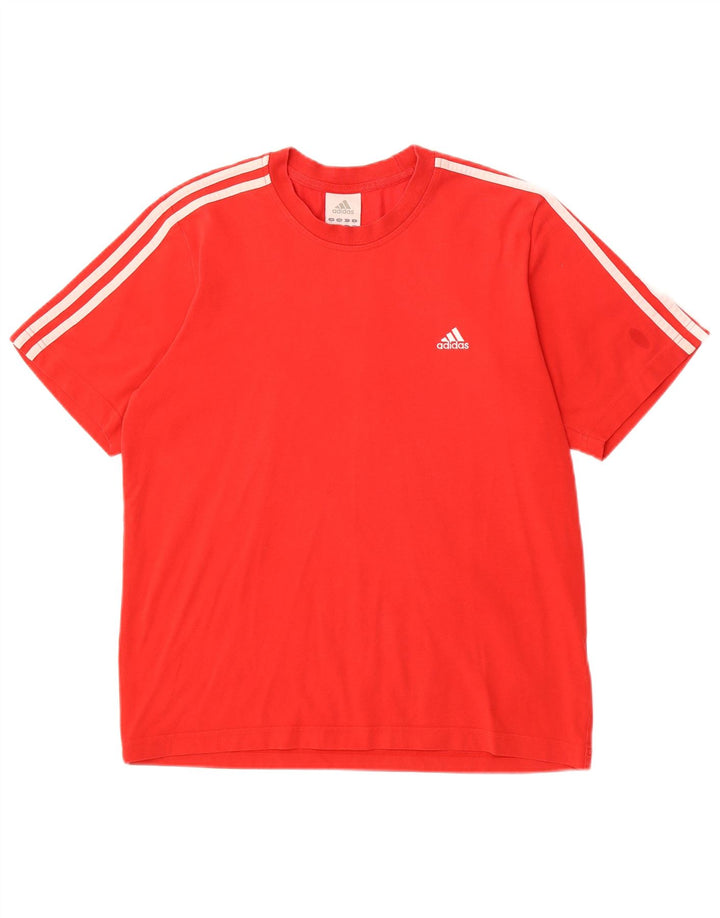 ADIDAS Womens T-Shirt Top UK 14 Medium Red Cotton