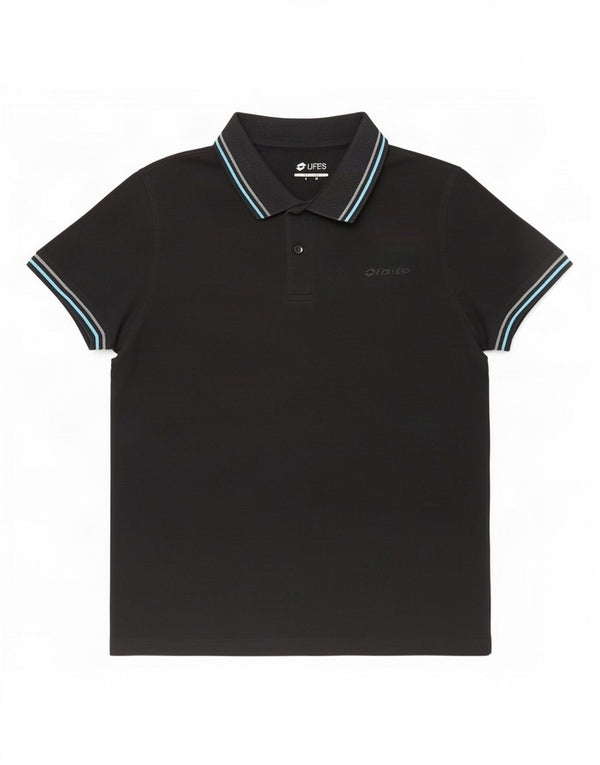 Tricou polo Lotto Life's pentru bărbați, mediu negru, cu dungi