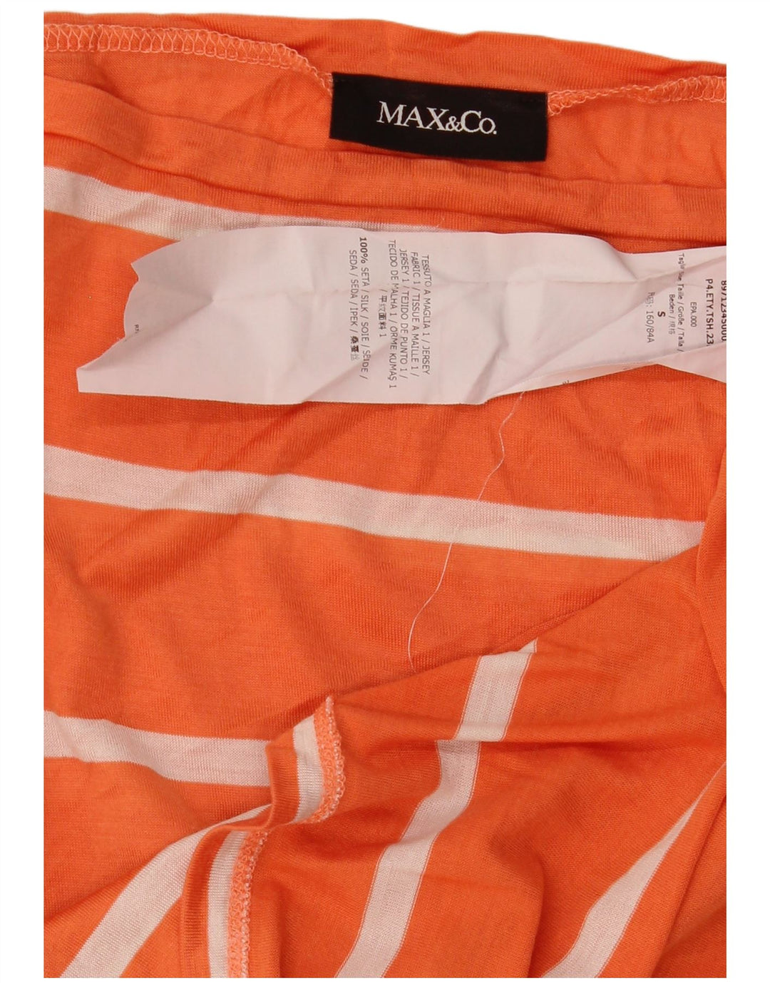 Max & Co. Top pentru femei cu mâneci 3/4 UK 10, mătase mică, cu dungi portocalii