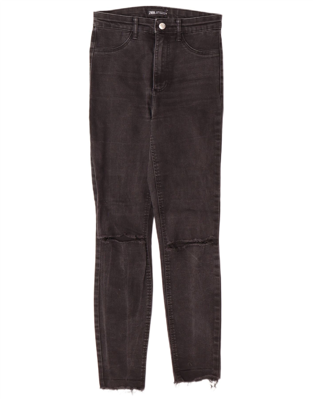 Blugi skinny distressed pentru femei Zara EU 36 XS L26 L27 Negri Moderni