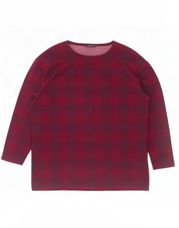 Bluză cu mânecă lungă pentru femei Marks & Spencer, Marea Britanie 20 2XL Burgundy Check