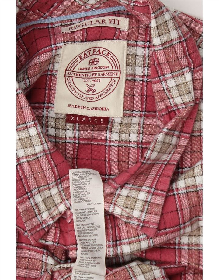 Cămașă pentru bărbați Fat Face Regular Fit XL, bumbac cu carouri roșii