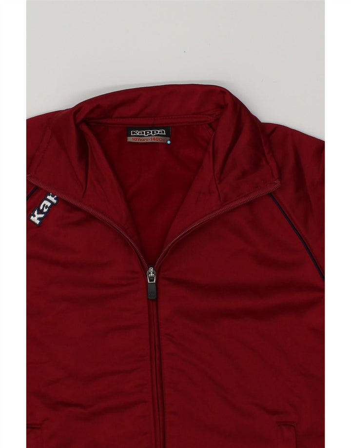 KAPPA Boys Graphic Tracksuit Top Jacket 9-10 Years Maroon Polyester Vintage Kappa and Second-Hand Kappa from Messina Hembry 