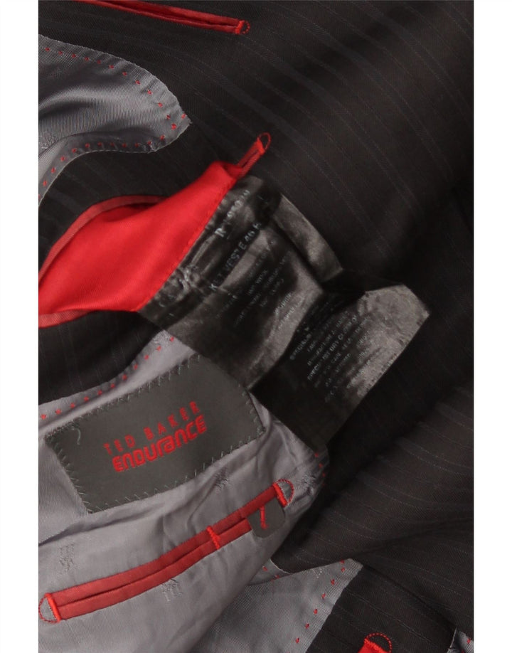 Jachetă pentru bărbați Ted Baker, cu 2 nasturi, UK 46 3XL Lână neagră cu dungi