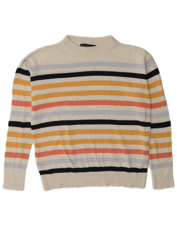 Pulover pentru femei Marks & Spencer cu decolteu triplu UK 6 XS cu dungi alb
