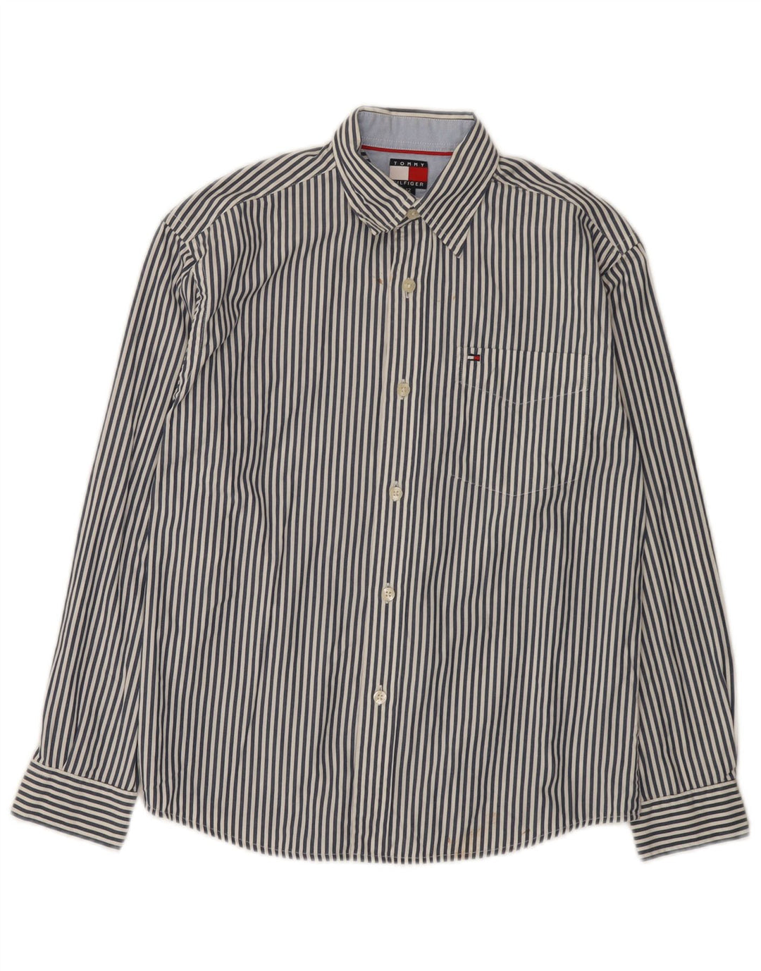Cămașă Tommy Hilfiger pentru băieți 11-12 ani, bumbac cu dungi albastre medii