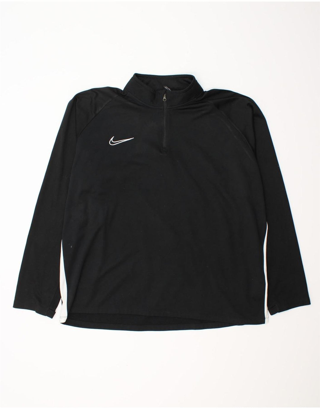 Top de trening NIKE Dri Fit, cu fermoar și gât, negru, color block