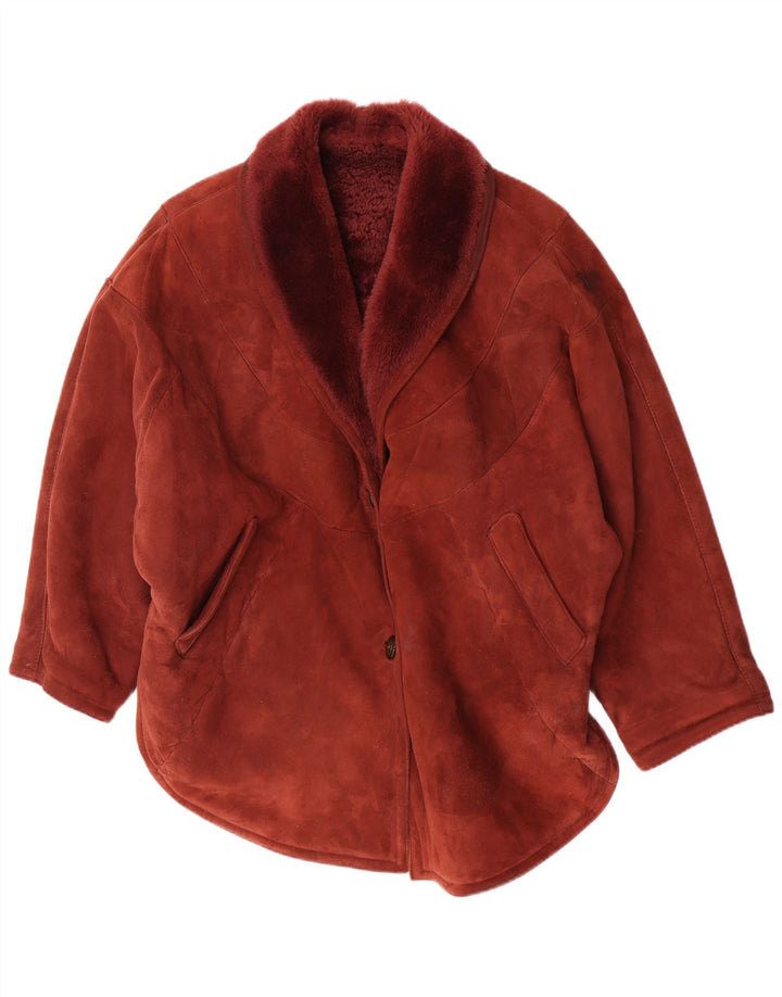 Jachetă vintage din shearling pentru femei IT 42 Medium Burgundy Shearling