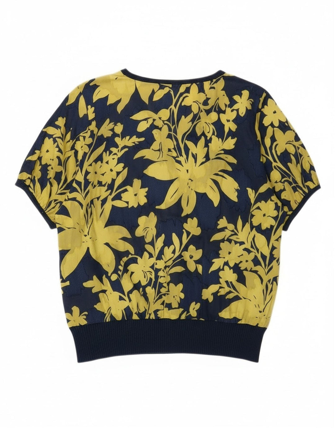 Bluză Vintage Femei Top IT 48 XL Bleumarin Bumbac Floral