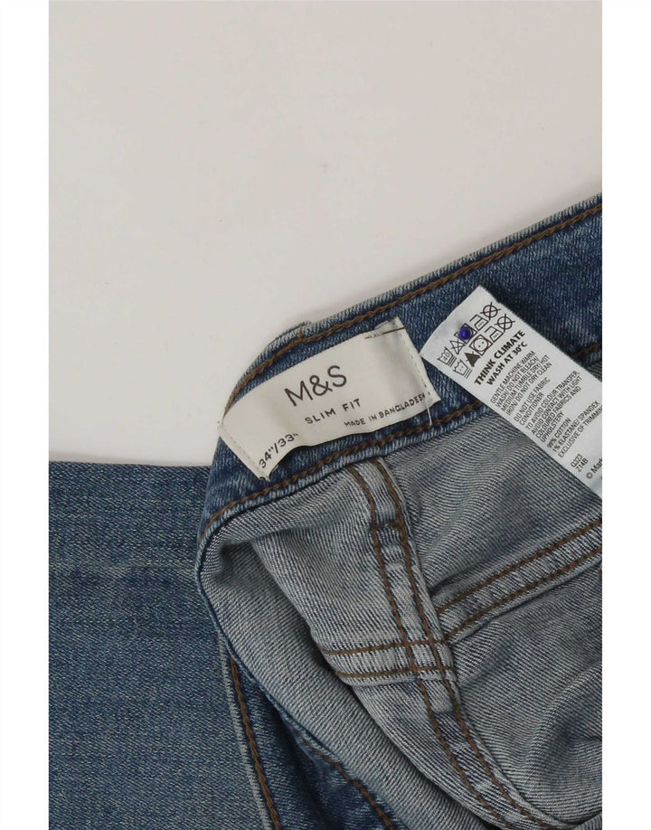 Blugi slim pentru bărbați Marks & Spencer W34 L33 Bumbac albastru