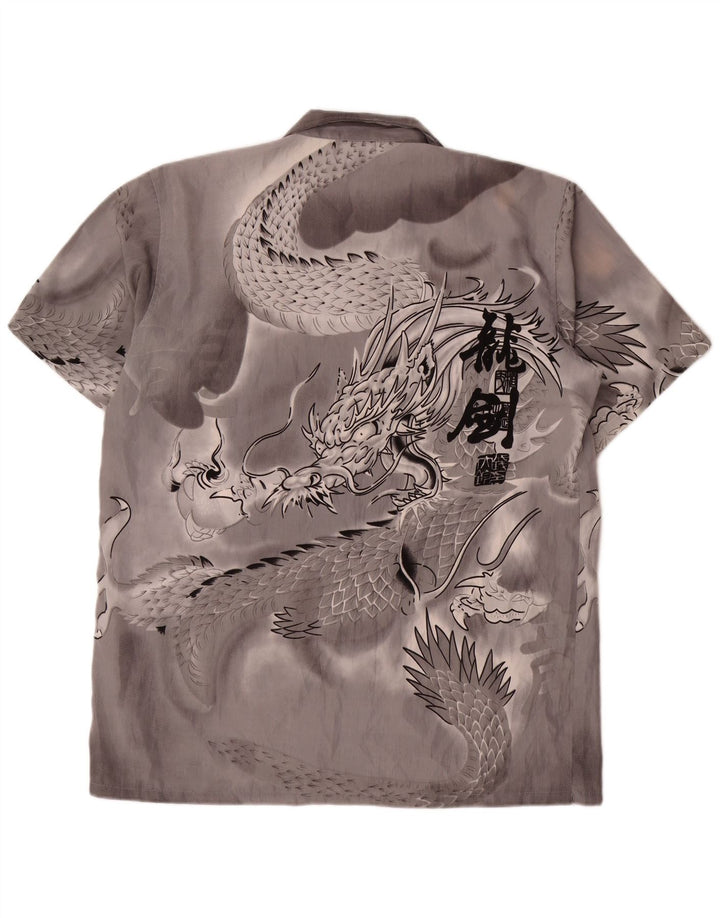 Cămașă cu mânecă scurtă pentru bărbați VINTAGE, 2XL, mătase gri