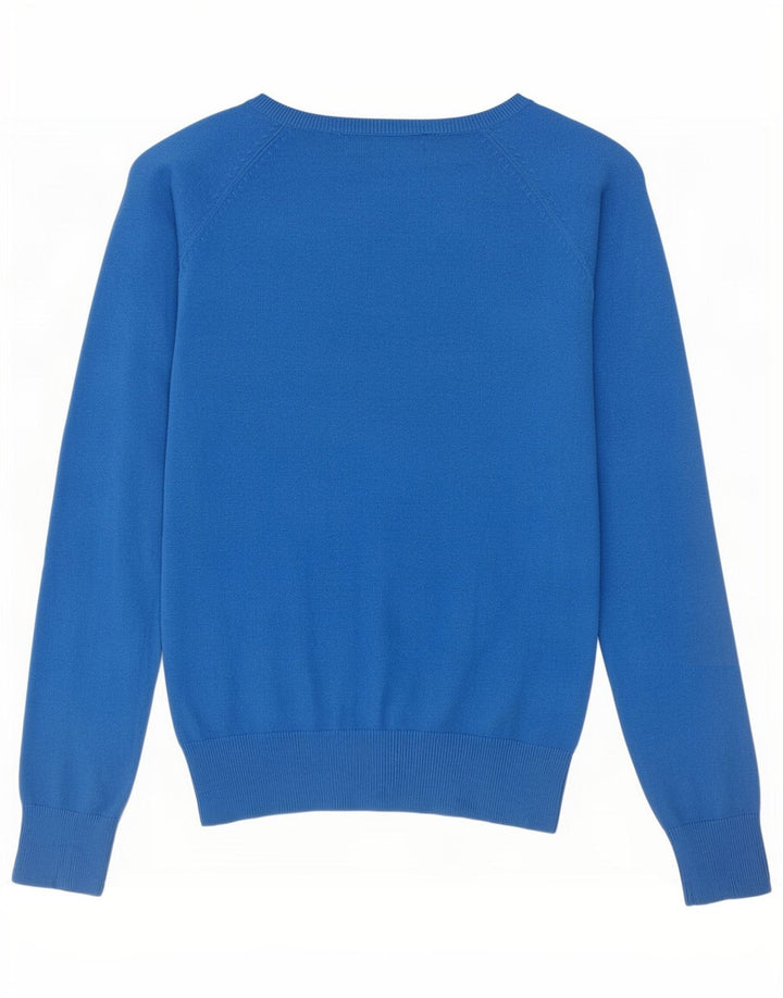 Pulover cu decolteu în V Zara pentru femei UK 12 Bumbac albastru mediu
