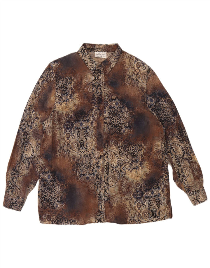 Cămașă Vintage pentru femei supradimensionată IT 44 Medium Brown Paisley Tencel