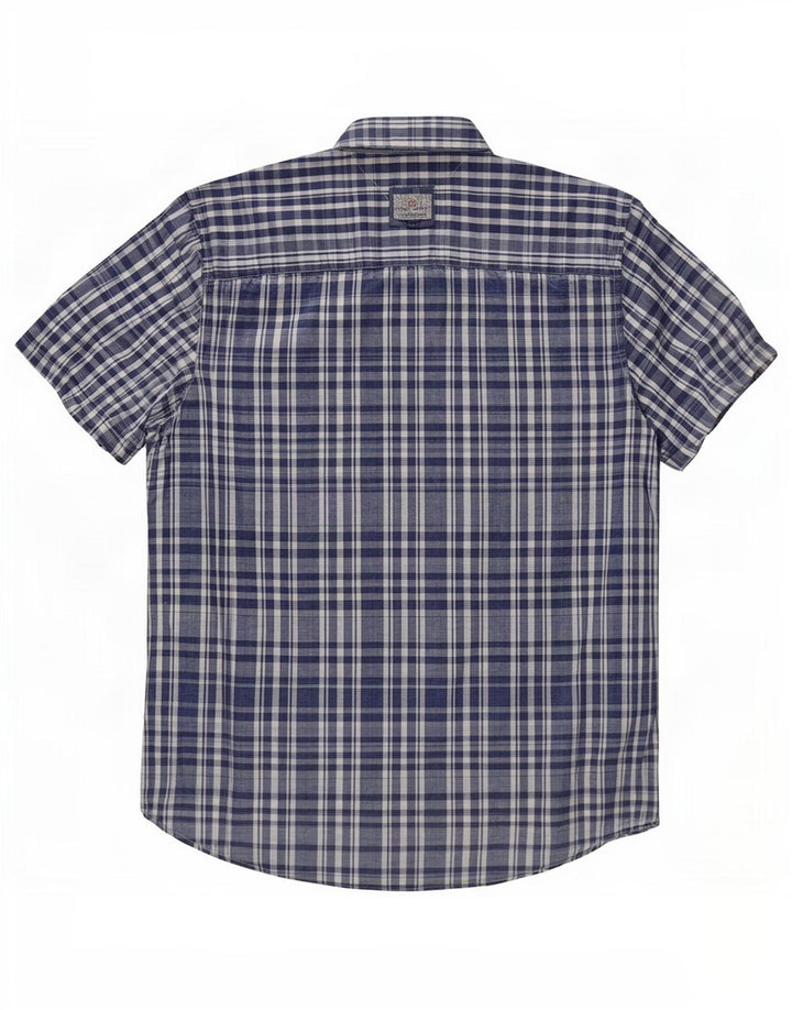 Cămașă cu mânecă scurtă Tommy Hilfiger pentru bărbați, bumbac cu carouri, albastru bleumarin mediu
