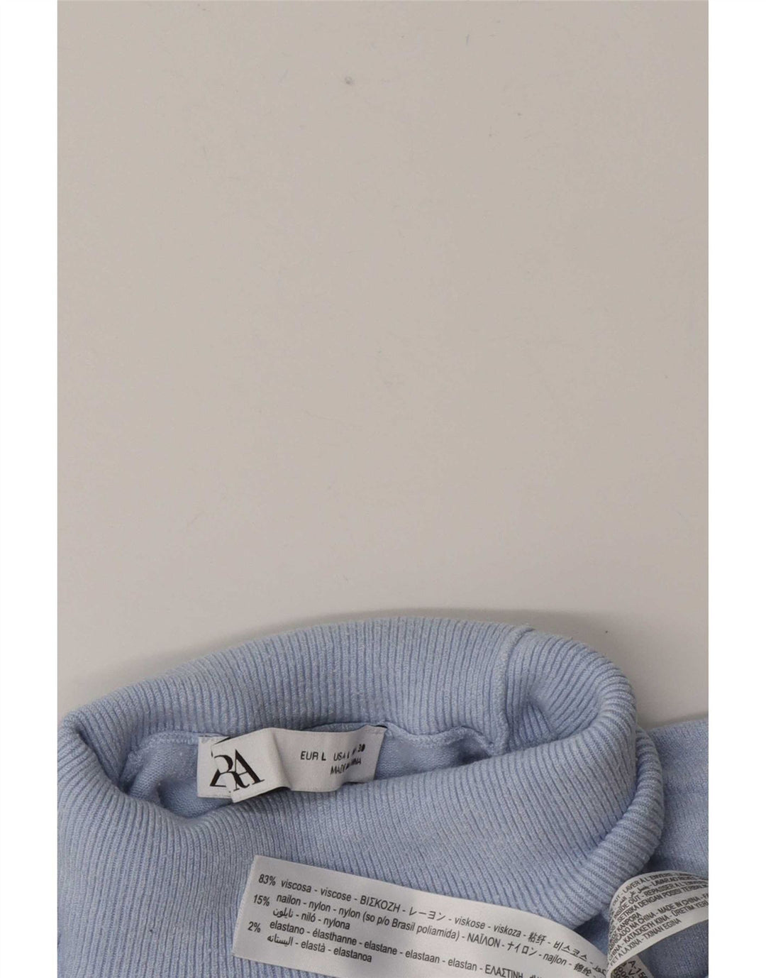 Zara Womens Roll Neck Jumper Sweater UK 14 Large Blue Viscose
