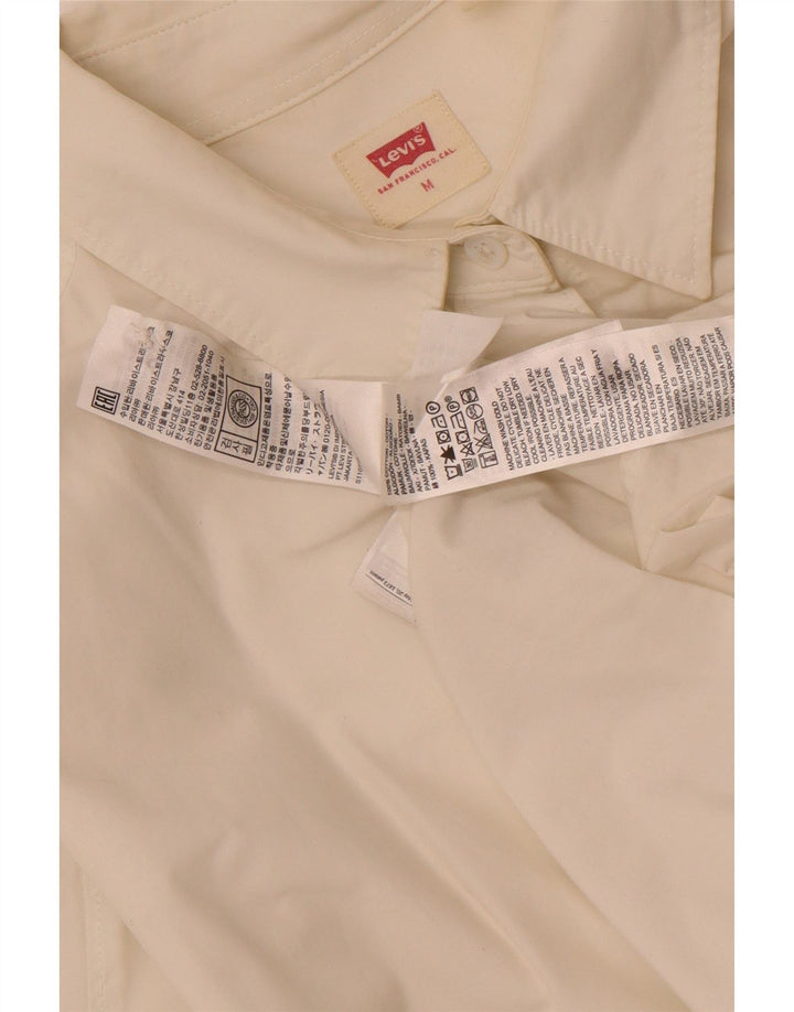Rochie cămașă supradimensionată cu mânecă lungă pentru femei Levi's UK 14 Bumbac alb mediu
