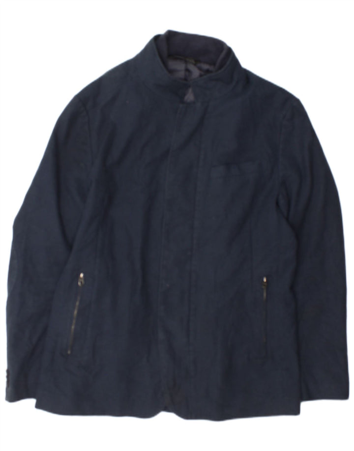 Jachetă Bomber pentru bărbați Zara UK 42 XL Bleumarin din poliester cu carouri