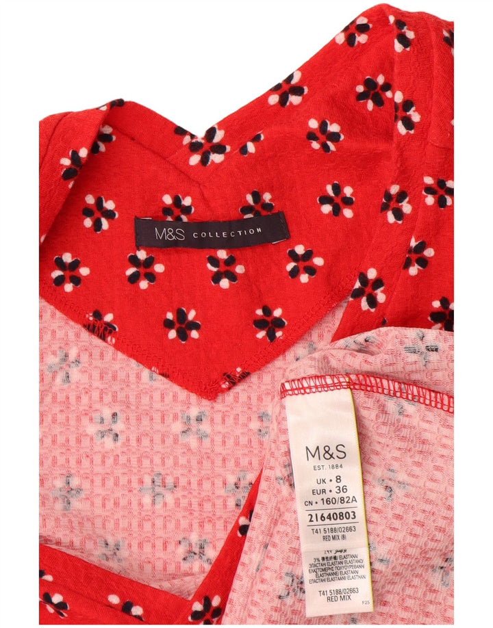 Bluză pentru femei Marks & Spencer UK 8 Small Red Floral Bumbac