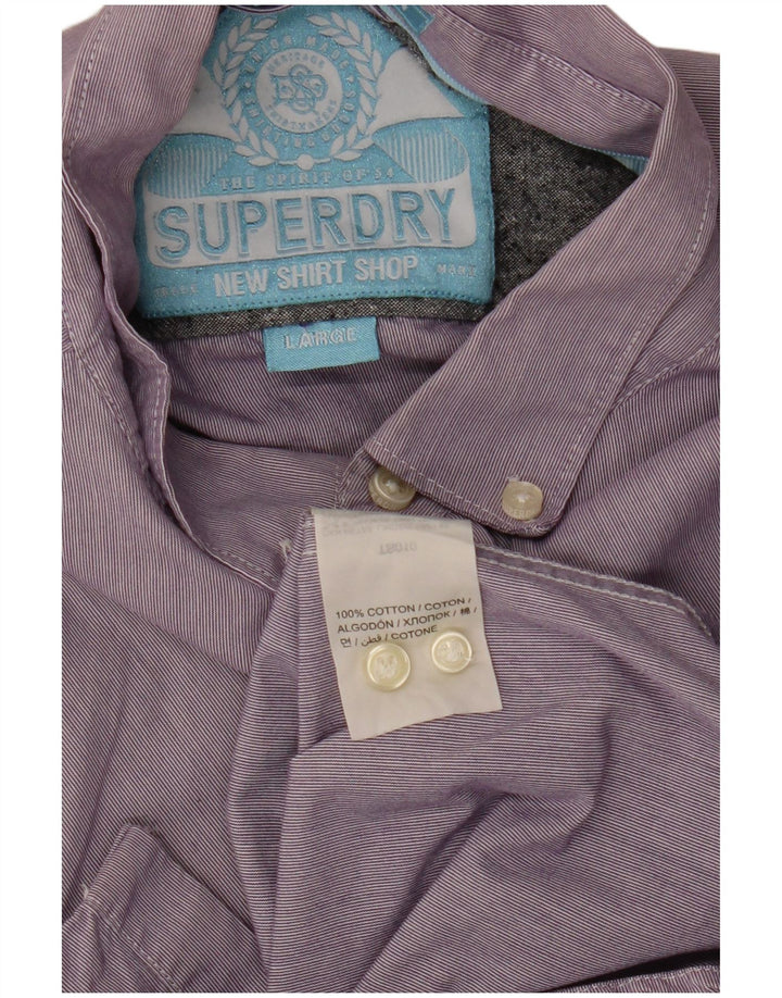 Cămașă pentru bărbați SUPERDRY din bumbac cu dungi mari violet